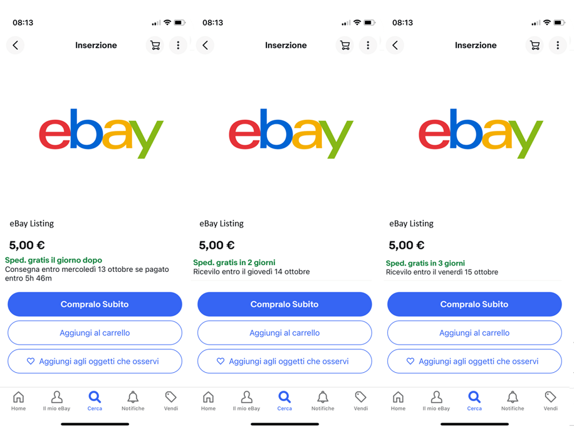 spedizione gratis ebay